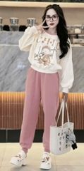 BỘ NỈ THỎ CHỮ CHIC 2 MÀU