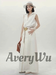SET ÁO TRẮNG CỔ VẠT MIX CV MIDI 2 LỚP