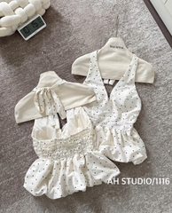 ÁO SƠ MI CHẤM BI CỔ YẾM 3 MÀU