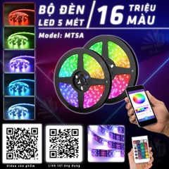 Cuộn dây led 5m MT5A 16 triệu màu sắc RGB - Điều khiển bằng điện thoại, remote - đèn tiktok mt5a
