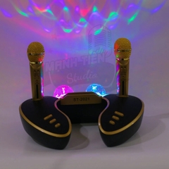 Loa bluetooth cao cấp ST 2021 - Dàn âm thanh karaoke mini kèm 2 đèn led - Tặng kèm 2 micro không dây