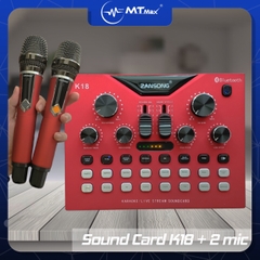 Sound card kiêm mixer K18 tích hợp nhiều hiệu ứng kèm 2 mic