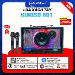 Loa Xách Tay Kimiso KMS 801 - Âm Thanh Căng Chắc Mạnh Mẽ Chân Thực Sắc Nét Đèn Led RGB Độc Đáo Nháy Theo Nhạc Kết Nối Bluetooth Dễ Dàng, Tặng Kèm 2 Micro Karaoke Sạc Pin Qua Cổng Type-C