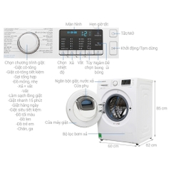 Máy giặt cửa trước Samsung 9 kg WW90K54E0UW/SV