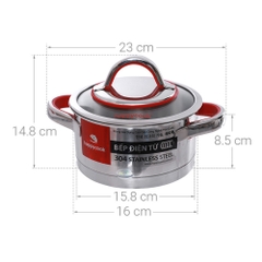 Nồi Lẻ Inox 3 Đáy Happy Cook Aries HC-16AR