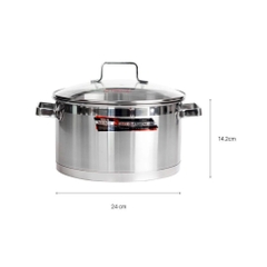 Nồi inox 3 đáy nắp kiếng Happy Cook Richard Plus 24cm N24-RSP