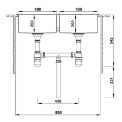 Bồn rửa chén inox Hafele HS20-SSN2S90/ 567.20.537