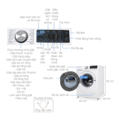 Máy giặt sấy Samsung 10.5 kg WD10N64FR2W/SV