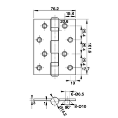 Bản lề lá Hafele cửa đố nhỏ 102X76.3MM 926.20.804