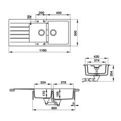 Bồn rửa chén bằng đá Hafele HS19-GED2S80/ 570.35.470 màu kem