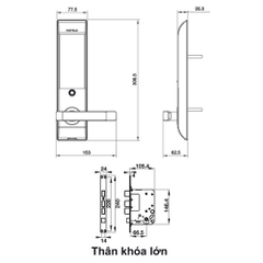 Khóa điện tử Hafele EL7500-TC/ 912.05.717 màu xám thân Khóa lớn