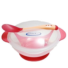 Bát ăn dặm đế dính kèm thìa Gluck G005- 399
