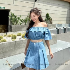 ÁO CROPTOP DENIM TRỄ VAI ZAREEN VOA122