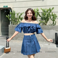 ÁO CROPTOP DENIM TRỄ VAI ZAREEN VOA122