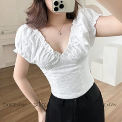 ÁO COTTON THÊU CỔ V ZAREEN VOA117