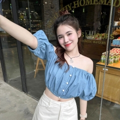 ÁO CROPTOP DENIM TRỄ VAI ZAREEN VOA113