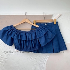 ÁO CROPTOP DENIM TRỄ VAI ZAREEN VOA122