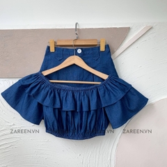 ÁO CROPTOP DENIM TRỄ VAI ZAREEN VOA122