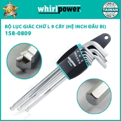 BỘ LỤC GIÁC CHỮ L 9 CÂY (HỆ INCH ĐẦU BI) WHIRLPOWER 158-0809