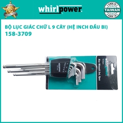Bộ Lục Giác Chữ L 9 Cây Whirlpower đầu bi hệ inch – chất liệu thép CR-V, độ cứng cao, chịu lực tốt