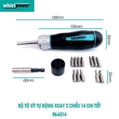 Bộ Tô Vít Xoay 2 Chiều 96-4314 có nắp đựng mũi vít
