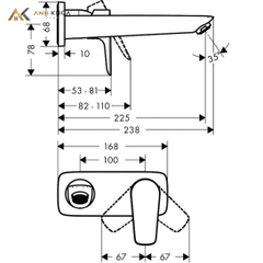 Vòi chậu gắn tường Hansgrohe 71734000+13622180