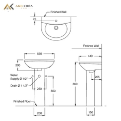 Chậu rửa treo tường Cotto C014+C411