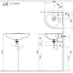Chậu rửa treo tường Inax L-281V