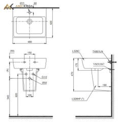 Chậu rửa treo tường TOTO LHT328C