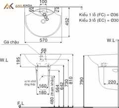 Chậu rửa treo tường Inax L-288V+L-288VC