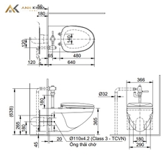 Bồn cầu nắp rửa điện tử Inax AC-22P+CW-KB22AVN