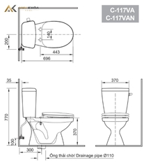 Bồn cầu 2 khối Inax C-117VA
