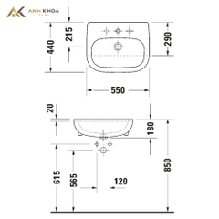 Chậu rửa bán âm Duravit 0339550000