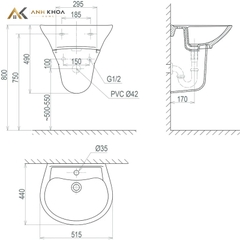 Chậu rửa treo tường Sanfi S507