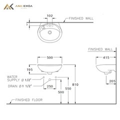 Chậu rửa treo tường Cotto C013