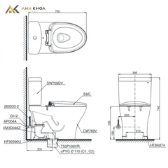 Bồn cầu 2 khối TOTO CS769DRE4XW