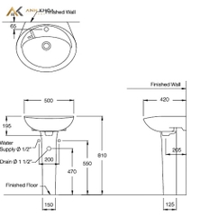 Chân chậu rửa treo tường COTTO C404