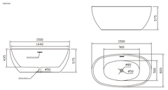 Bồn tắm đặt sàn Bravat B25591W-1-ENG