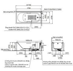 Bồn tắm nhựa TOTO PAY1710HV/TVBF411