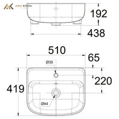 Chậu rửa bán âm bàn American Standard 0533-WT