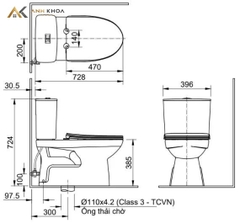 Bồn cầu 2 khối Inax C-514VAN