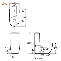 Bồn cầu 2 khối Roca A34224900C