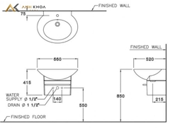 Chậu rửa treo tường Cotto SC01027