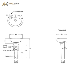 Chậu rửa treo tường Cotto C013+C404