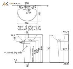 Chậu rửa treo tường Inax L-288V+L288VD