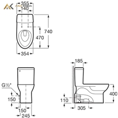Bồn cầu 1 khối Roca A34948D000