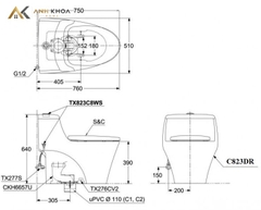 Bồn cầu 1 khối TOTO MS823DRE2
