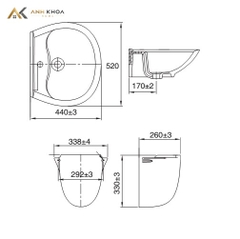 Chậu rửa treo tường Viglacera V39