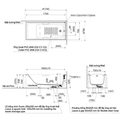 Bồn tắm nhựa TOTO PAY1720V/TVBF411