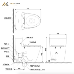 Bồn cầu 1 khối TOTO MS636DT8